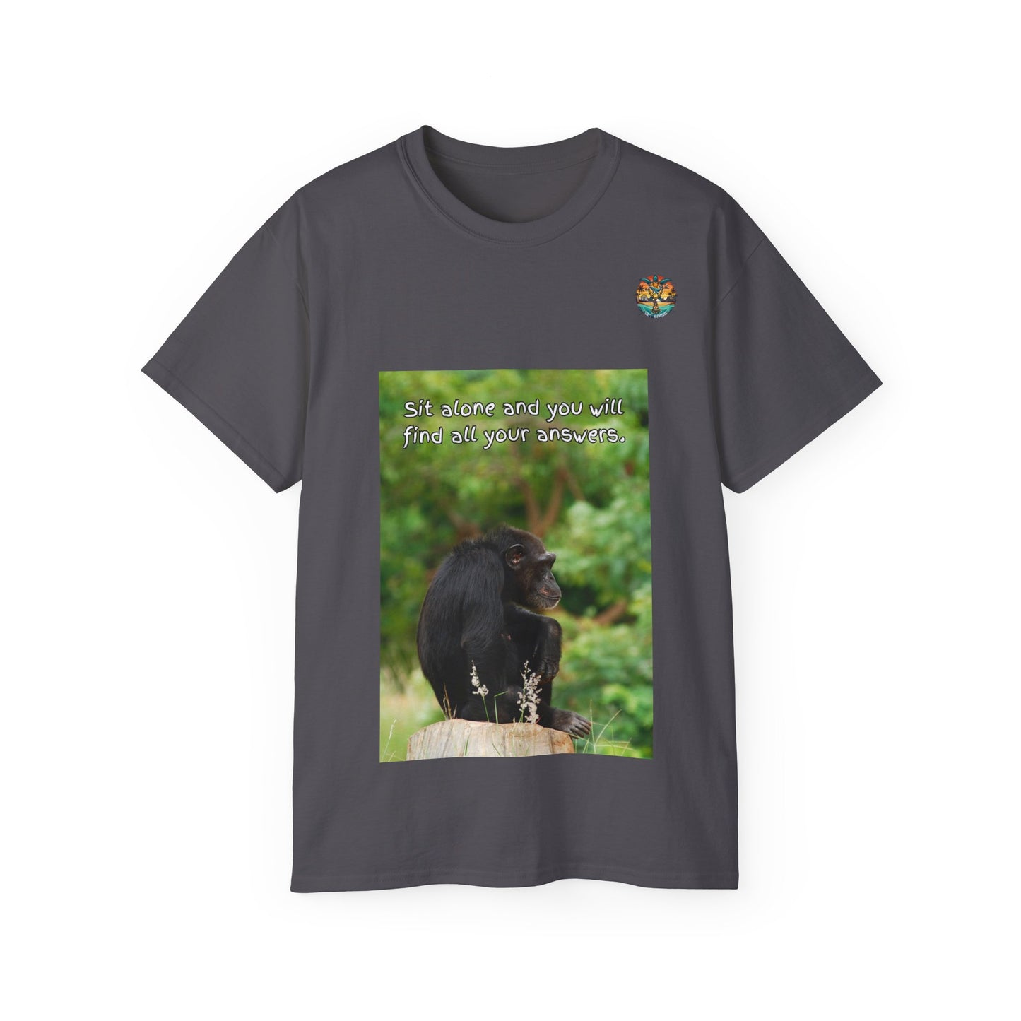 „Monkey Mindfulness“ T-Shirt – Hinsetzen und reflektieren