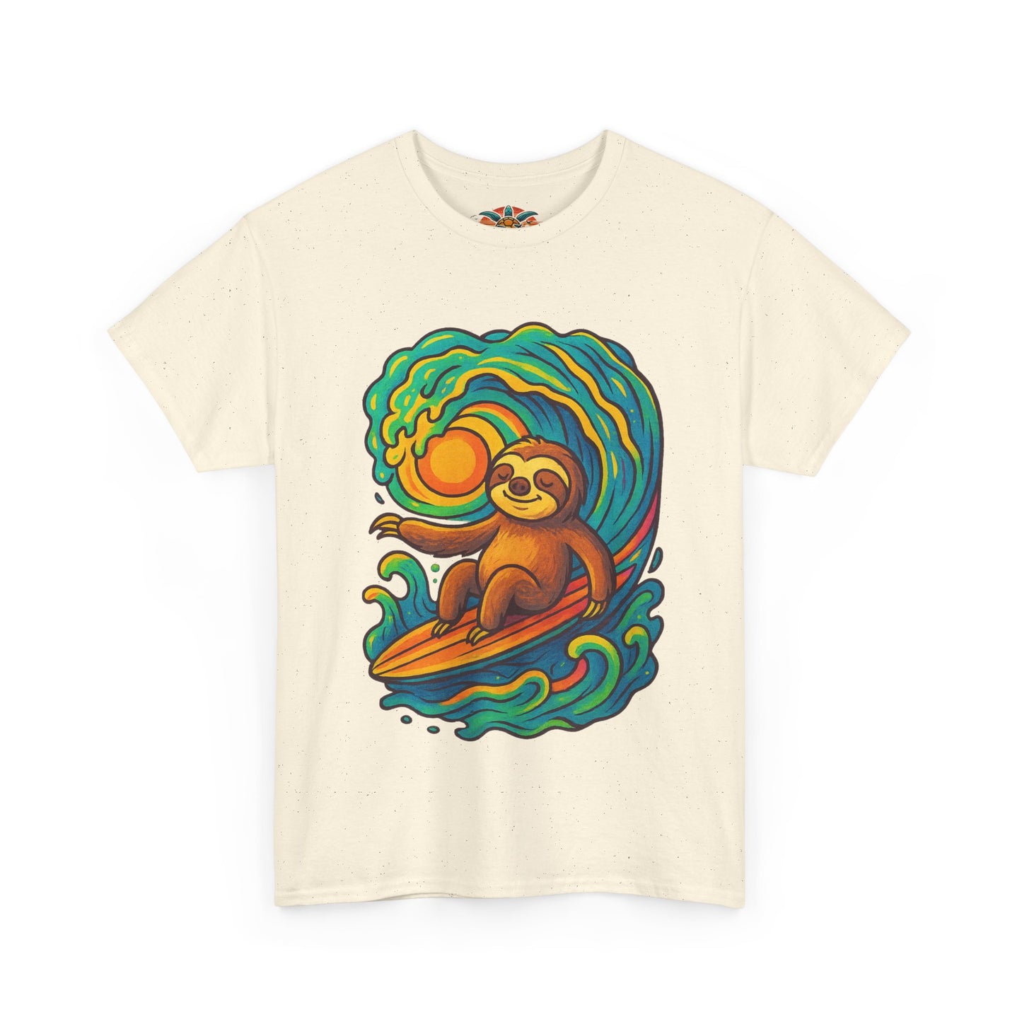 🏄♂️ Surf’n’Chill Faultier T-Shirt – Buntes Hippie Surf Design