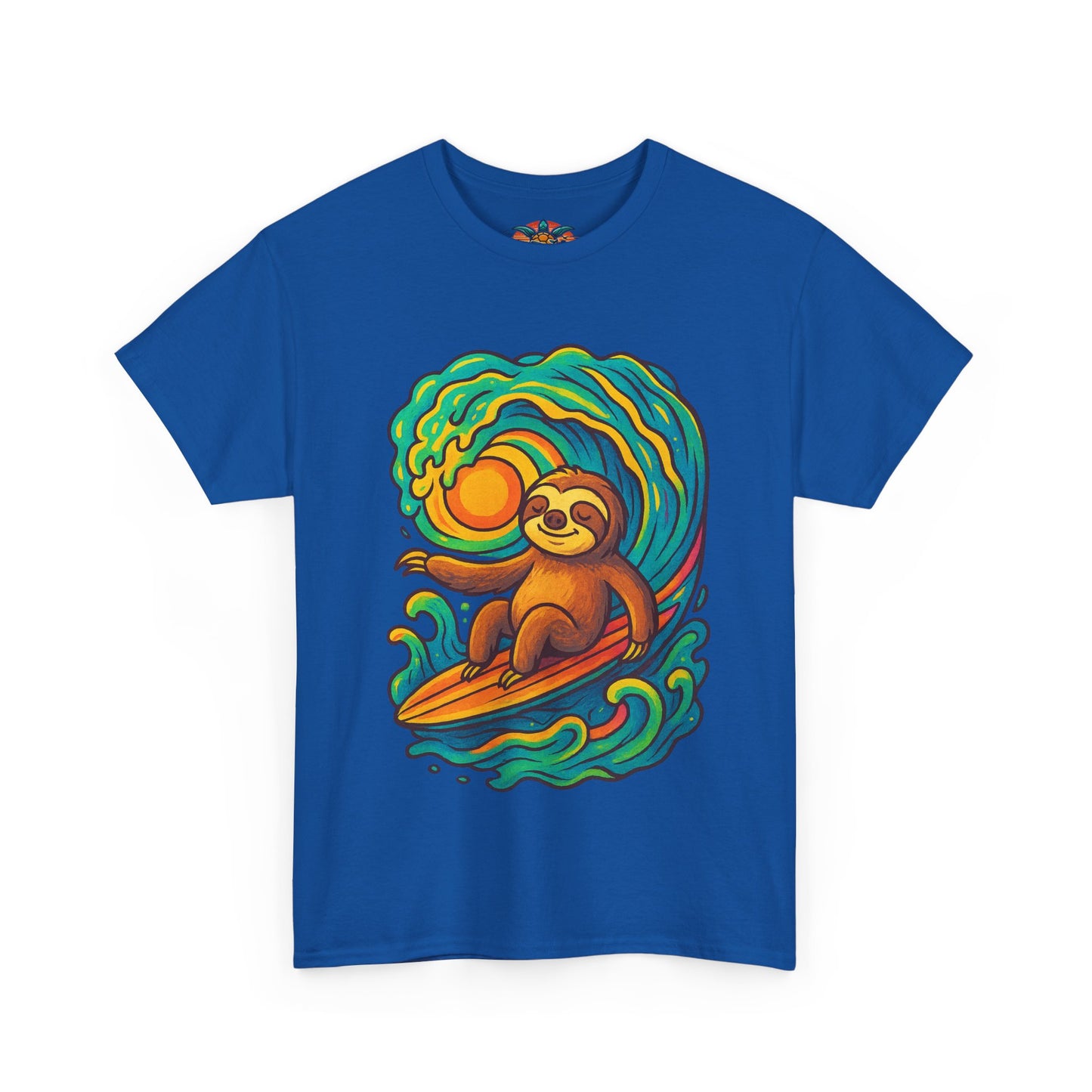 🏄♂️ Surf’n’Chill Faultier T-Shirt – Buntes Hippie Surf Design