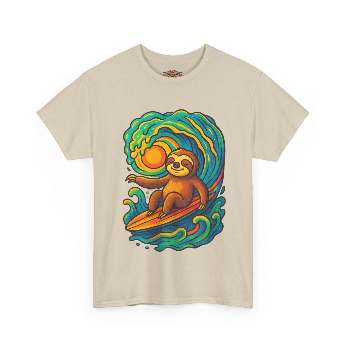 🏄♂️ Surf’n’Chill Faultier T-Shirt – Buntes Hippie Surf Design
