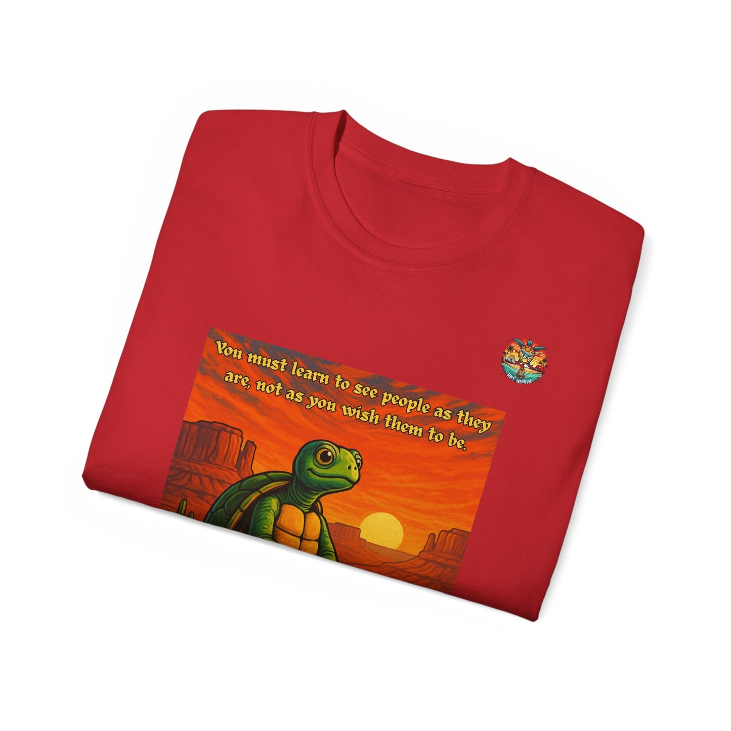„Desert Wisdom“ – T-Shirt mit Schildkröte & Sonnenuntergang