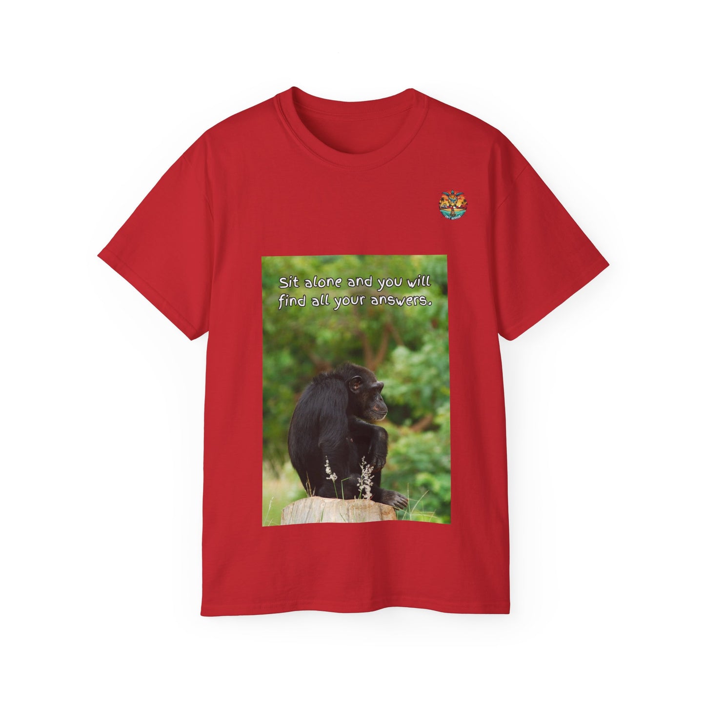 „Monkey Mindfulness“ T-Shirt – Hinsetzen und reflektieren