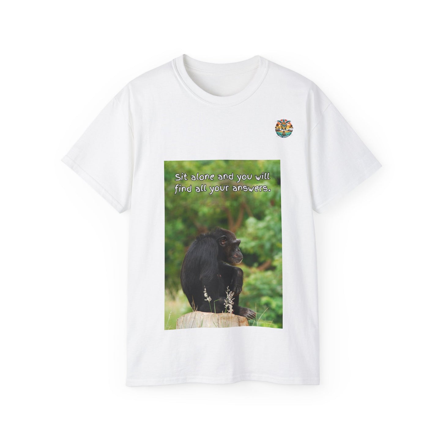 „Monkey Mindfulness“ T-Shirt – Hinsetzen und reflektieren