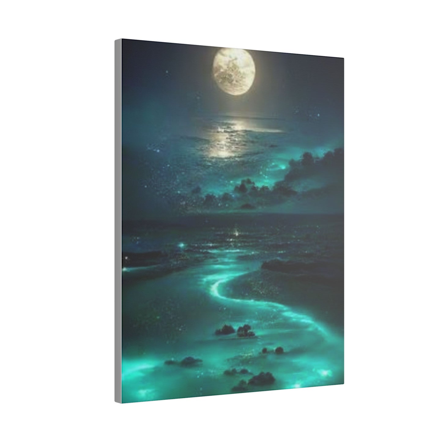 Canvas Magischer Fluss – Tanzendes Licht unter dem Mond