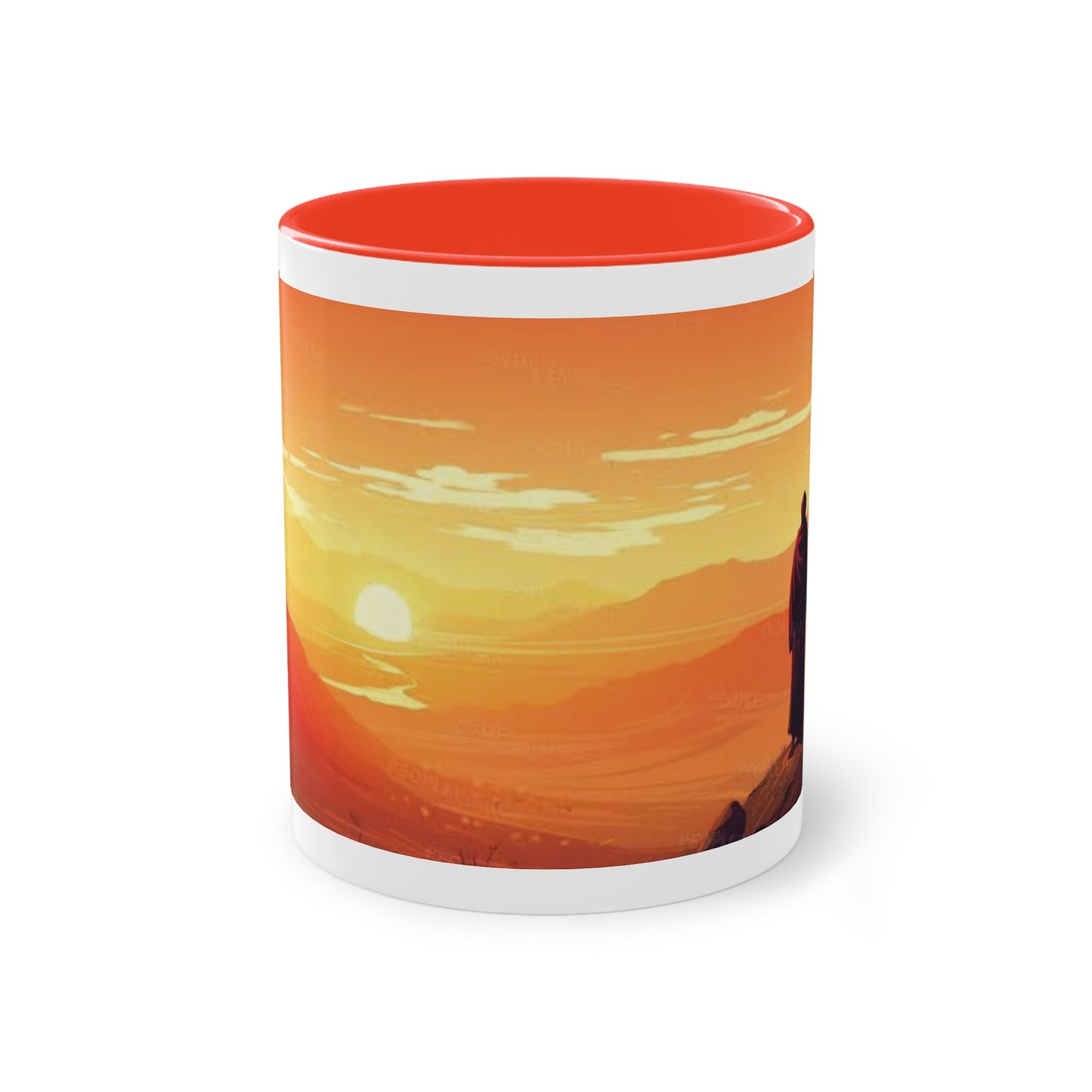 Tasse mit Sonnenuntergang in der Savanne – Magische Momente