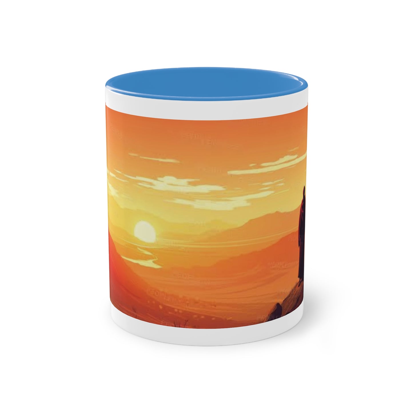 Tasse mit Sonnenuntergang in der Savanne – Magische Momente