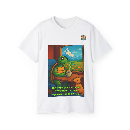 „Wrong Train, Right Lesson“ – Schildkröten-Zugreise T-Shirt