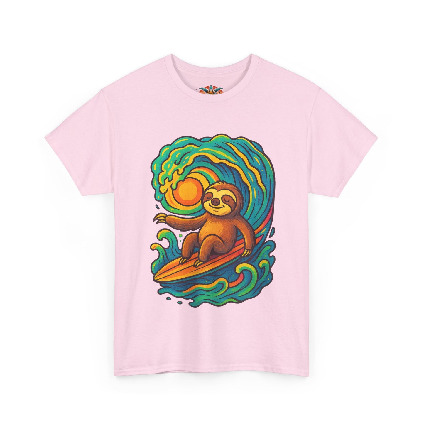 🏄‍♂️ Surf’n’Chill Faultier T-Shirt – Buntes Hippie Surf Design